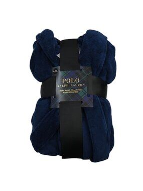 POLO RALPH LAUREN Mens Navy Plush Microfiber Shawl Collar Robe L/XL NWT